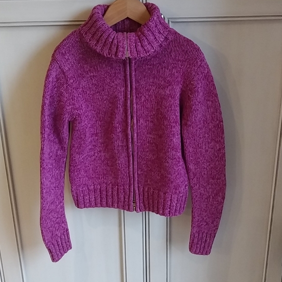 Roots Girl Double Zippered Purple Sweater Size 10 - Picture 5 of 10